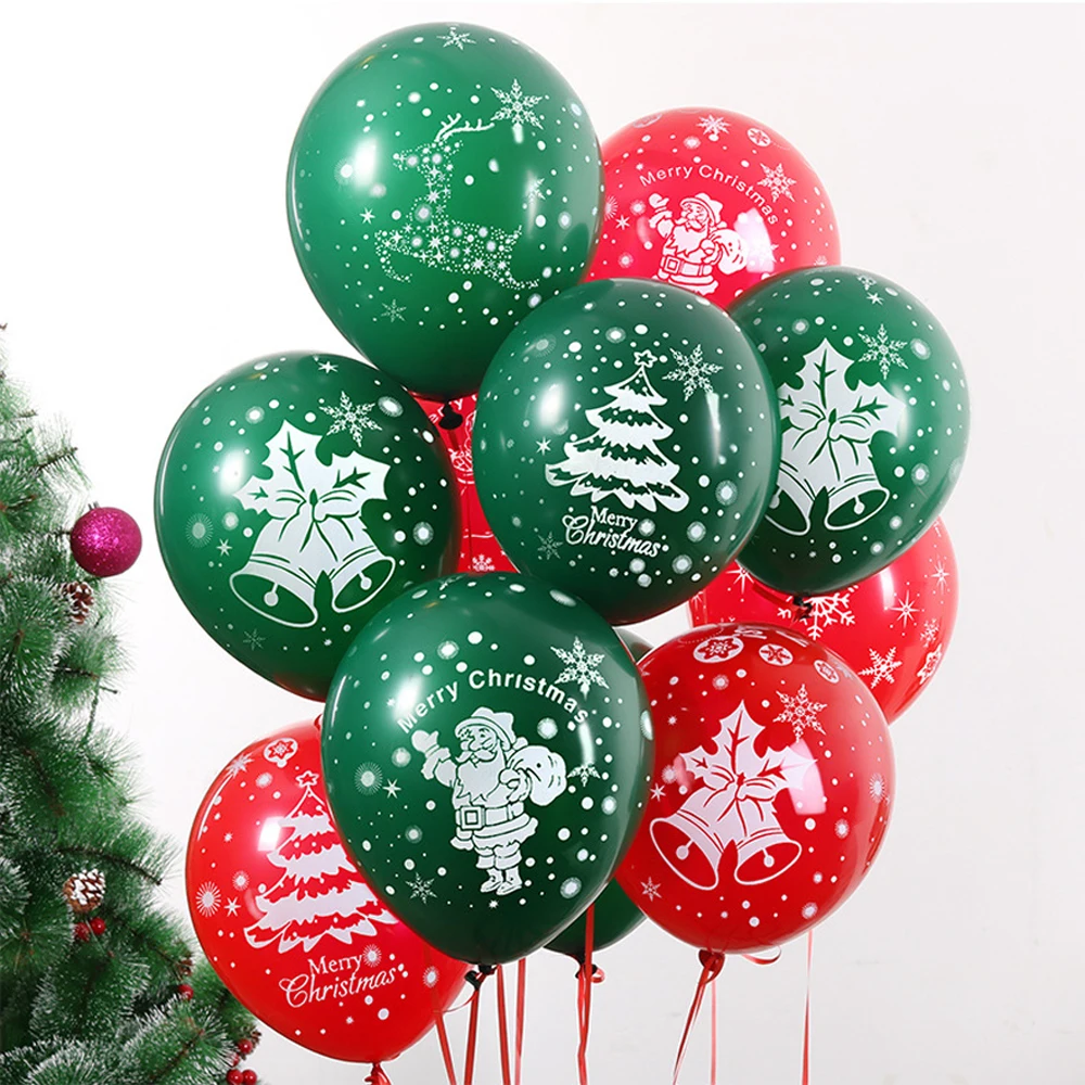 100 шт 12-дюймовых рождественских воздушных шаров Санта Клаус, снеговик, елка, рождественские шары, латексные шары для рождественского украшения