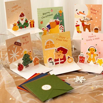 1 комплект 3D Поздравительных открыток, Поздравление друзей, Семьи, Открытка-Конверт на День Рождения, Новый Год, Рождественская Подарочная карта, Аксессуар для вечеринки