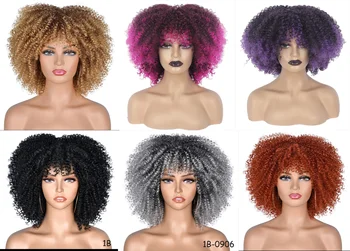 10 цветов Женские короткие парики в стиле Лолиты Синтетические Афро Кудрявые челки Косплей парик из натуральных волос 0