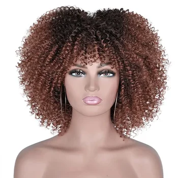 10 цветов Женские короткие парики в стиле Лолиты Синтетические Афро Кудрявые челки Косплей парик из натуральных волос 2