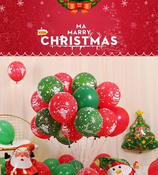100 шт 12-дюймовых рождественских воздушных шаров Санта Клаус, снеговик, елка, рождественские шары, латексные шары для рождественского украшения 5