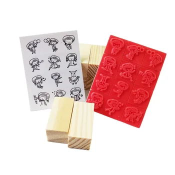 12 шт. симпатичных деревянных штампов для дневника в спичечном коробке Стандартные штампы для декорирования из резины