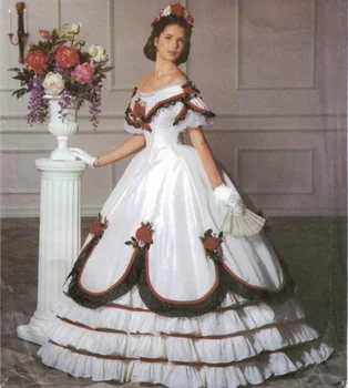 1860-х годов Гражданская Война Свадебное Платье Женщины Девушка Принцесса Викторианское Белое Вечернее Бальное Платье Сисси Платье Костюм На Заказ