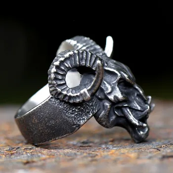 2023 Новый Новый дизайн винтажное кольцо с черепом дьявола из нержавеющей стали в готическом стиле для мужчин в стиле хип-хоп модные украшения в стиле панк 3