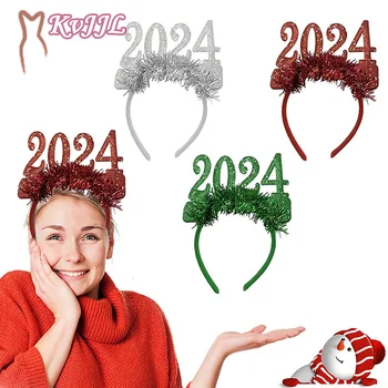 2024 Повязка на голову в виде короны с Новым годом, новогодний декор, головные уборы, аксессуары для волос, подарки на новогоднюю вечеринку, Рождество, Ноэль