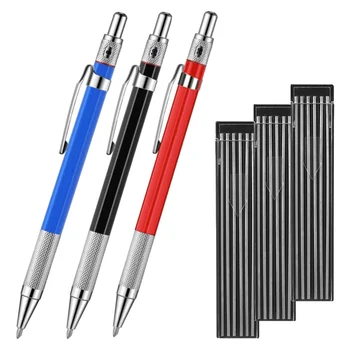 3 Сварочных карандаша в серебряную полоску с 36 круглыми заправками 2,0 мм, Карандаши с деревообрабатывающим маркером, инструмент для разметки