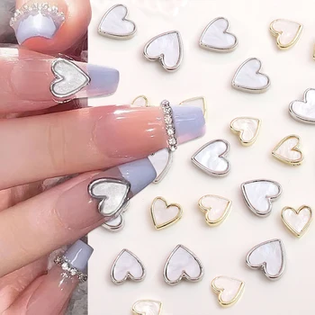 3D Aurora Love Heart Дизайн ногтей с плоским дном Украшения для маникюра со стразами Золотые Серебряные подвески в виде сердца Аксессуары для ногтей своими руками