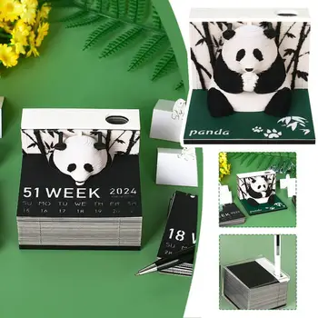 3D Стикеры 3D Художественный календарь 2024 Panda Memo Pad Kawaii 3D Блоки для заметок 3D Модель для вырезания из бумаги для заметок подарок