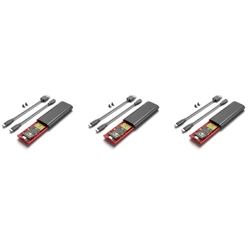 3X M2 SSD NVME Корпус M.2 К USB 3.1 SSD Box Чехол Для M.2 Pcie Nvme M Key 2230/2242/2260/2280 Адаптер Без инструментов, Черный