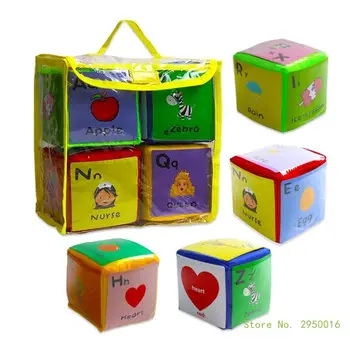4 шт. игральных кубика с флэш-картами, карманный кубик для обучения детей раннему обучению, пенопластовый кубик, мягкая игрушка-конструктор