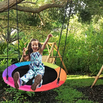 40-дюймовые качели на дереве Безопасные и прочные качели с регулируемыми канатами Для детских игр на открытом воздухе В парке на заднем дворе