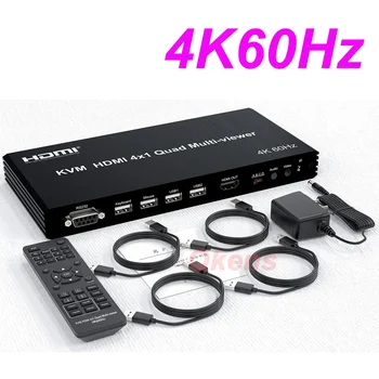 4K 60Hz KVM HDMI 4x1 Quad Screen Multi-Viewer 4 в 1 Выходе Поддержка PIP 90 ° 180 ° Флип USB Управление клавиатурой и мышью 4 шт.