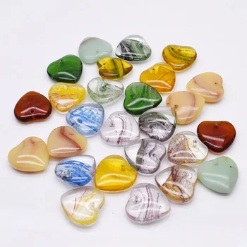 5шт 21 мм имитация натурального камня Нефрит в форме сердца Шарм Кристалл Стеклянный кулон в виде сердца Подвески для изготовления ювелирных изделий DIY ожерелье