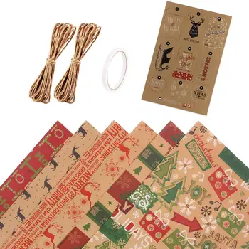 6 Упаковочных листов оберточной бумаги для рождественской вечеринки по случаю Дня рождения, набор оберточной бумаги для подарочной упаковки