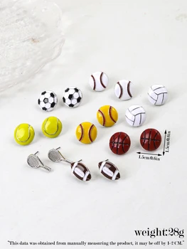 8 пар женских сережек со спортивными шариками на все сезоны
