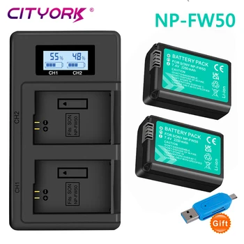 CITYORK 2250 мАч NP-FW50 np fw50 Камера Батарея + ЖК-дисплей USB Зарядное Устройство для Sony Alpha a6500 a6300 a6000 a5000 a3000 NEX-3 a7R a7S NEX-7