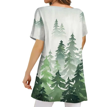 CLOOCL Повседневная Футболка Оверсайз Блузка Хвойный Лес Графика 3D Принт Топы С Короткими Рукавами Модная Одежда Рубашки для Женщин 1