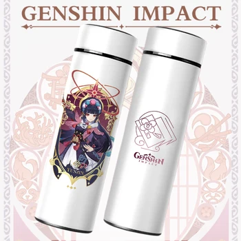 Genshin Impact Термос Бутылки Для Воды Hutao Klee Beelzebul Kawaii Изолированные Бутылки С Температурным Дисплеем Вакуумная Колба Аниме Подарки