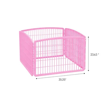IRIS USA 24-дюймовый пластиковый манеж для домашних животных с 4 панелями без дверцы, розовый 1