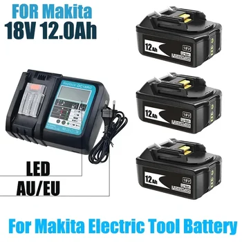 Makita 18V Battery 12000mAh Аккумуляторная Батарея Для Электроинструментов со Светодиодной Литий-ионной Заменой LXT BL1860B BL1860 BL1850 3A Зарядное Устройство
