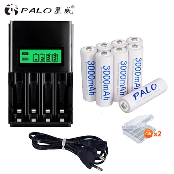 PALO 8шт Аккумуляторная Батарея AA с ЖК-Зарядным Устройством для AA AAA Ni-mh Ni-cd 1.2 В Аккумуляторная Батарея
