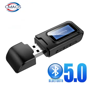 USB Bluetooth Приемник передатчик Аудио Bluetooth 5.0 Адаптер для автомобиля ПК ТВ HD HiFi Рецептор Беспроводной адаптер LCD 3,5 ММ AUX