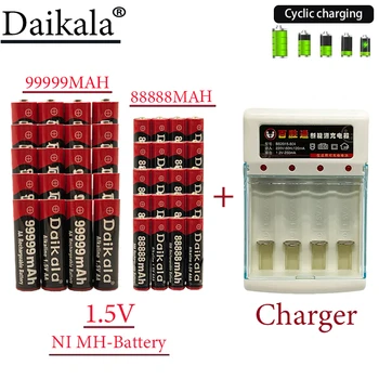 Батарея AA AAA 2023NEW Большой емкости 1,5 В AA99999MAH AAA888888MAH + Зарядное Устройство Аккумуляторная Батарея Подходит для дистанционного Управления