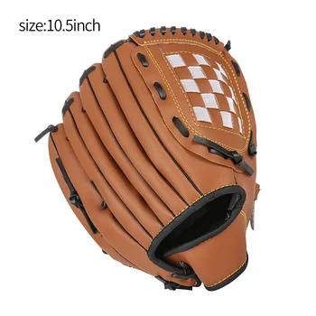 Бейсбольная перчатка из искусственной кожи для занятий спортом на открытом воздухе, бейсбольная перчатка для софтбола, спортивная экипировка, коричневая 10,5 дюймов