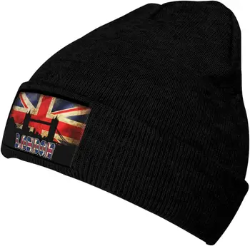 Британский флаг Юнион Джек, Лондонский мост, Шапка-бини для женщин, мужская Зимняя шапка, Вязаная Кепка-череп с манжетами, теплые лыжные шапки