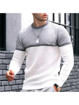 Весенне-осенняя мужская футболка с круглым вырезом, повседневный трендовый топ большого размера