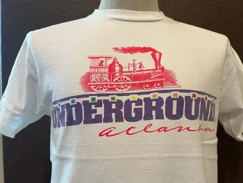 Винтажная белая футболка 90-х Underground Atlanta Train Размер L