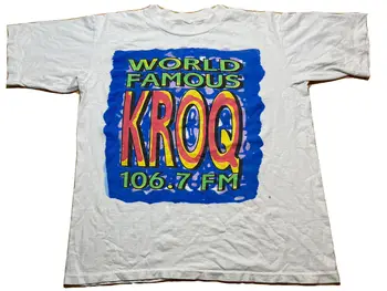 Винтажная футболка 106.7 KROQ, всемирно известная радиостанция, маленькая