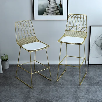 Высокий барный стул Роскошный железный барный стул для гостиной Современный простой обеденный стул мебель для домашней кухни Золото Черный