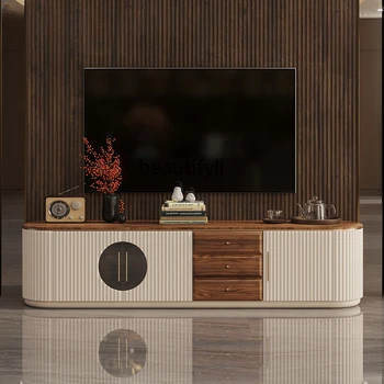 Высококачественный Недорогой роскошный ТВ-шкаф из массива дерева, гостиная, простая современная дизайнерская вилла в стиле ретро, Старинная мебель средних лет 2