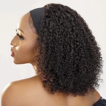Гладкий Индийский Кудрявый Парик С Оголовьем Из Человеческих Волос Для Чернокожих Женщин 180% Плотности Бесклеевой Remy Afro Kinky Full Machine Made Hair 4