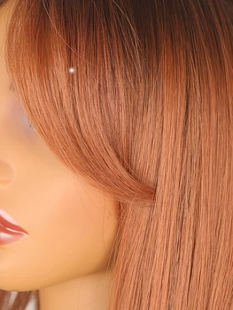 Горячая продажа Коричневый Оранжевый длинные прямые волосы средней расстались челкой парик высокой температуры для женщин шелковые машинного производства химического волокна 3