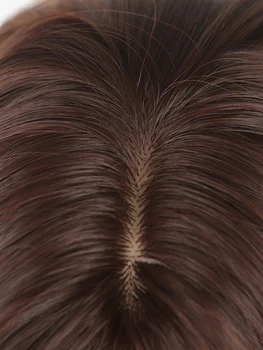 Горячая продажа Коричневый Оранжевый длинные прямые волосы средней расстались челкой парик высокой температуры для женщин шелковые машинного производства химического волокна 4