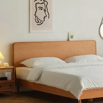 Двуспальная кровать Nordic simple в японском стиле Home Hotel из массива дерева