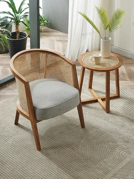 Диван-кресло из скандинавского ротанга, балкон, массив дерева, новое китайское кресло для отдыха, мебель для гостиничного дивана Zimb 1