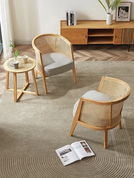 Диван-кресло из скандинавского ротанга, балкон, массив дерева, новое китайское кресло для отдыха, мебель для гостиничного дивана Zimb 3