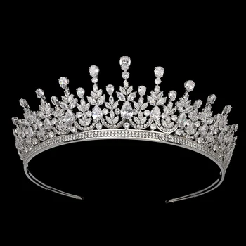 Дизайн Crown HADIYANA Популярная прическа для новобрачных Блестящая роскошная корона для украшения волос Свадебная вечеринка BC6661 Свадебный подарок