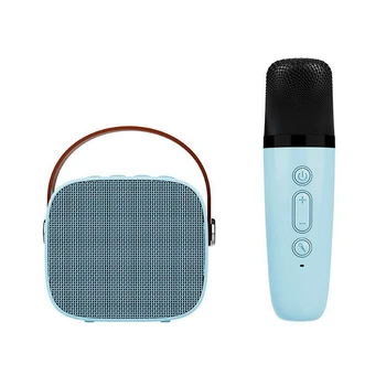 Динамик Bluetooth с микрофоном - Караоке-машина с беспроводным микрофоном - Портативный динамик караоке-бара (синий)