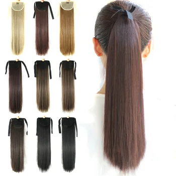 Длинный Прямой синтетический шиньон Fairy Tail для наращивания волос в виде конского хвоста на шнурке для женщин