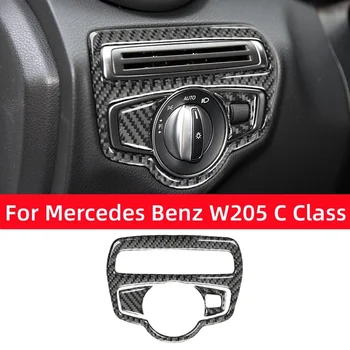 Для Mercedes Benz W205 C180 C200 C300 C GLC Класса Углеродного Волокна Ручка Переключения Фар Накладка Рамка Наклейка Аксессуары Для Интерьера Автомобиля