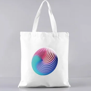 Женская белая сумка для покупок, повседневная сумка для пригородных поездок, большая вместительная холщовая сумка с мультяшным 3D рисунком, многоразовая