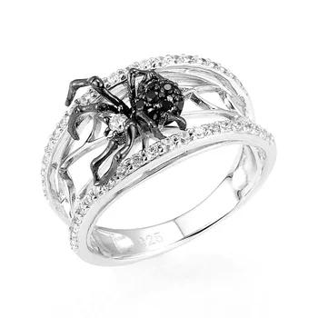 Женские кольца Huitan Chic Black Spider Тематический подарок девушке на годовщину вечеринки Ослепительный Кристалл Кубического Циркона, Пригодное для ежедневного ношения Кольцо-бижутерия