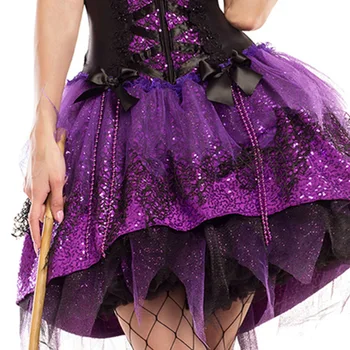 Женский костюм злой ведьмы На Хэллоуин, костюм ведьмы для взрослых, костюмы для ролевых игр, косплей, женская шляпа, фиолетовое платье, комплект одежды для выступлений 2