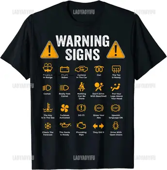 Забавные знаки предупреждения о вождении 101 Футболка для водителя-автомеханика, модная повседневная футболка, мужские топы, хлопковая футболка