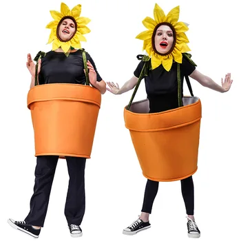 Забавный костюм для косплея в горшке с цветком-солнцем на Хэллоуин, наряд для косплея, одежда для мероприятий для мужчин и женщин, реквизит для вечеринки