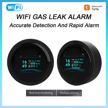 Защита Безопасность Tuya WiFi Детектор утечки природного газа Датчик утечки сжиженного газа со звуковой сигнализацией Дистанционный мониторинг с помощью Google Alexa